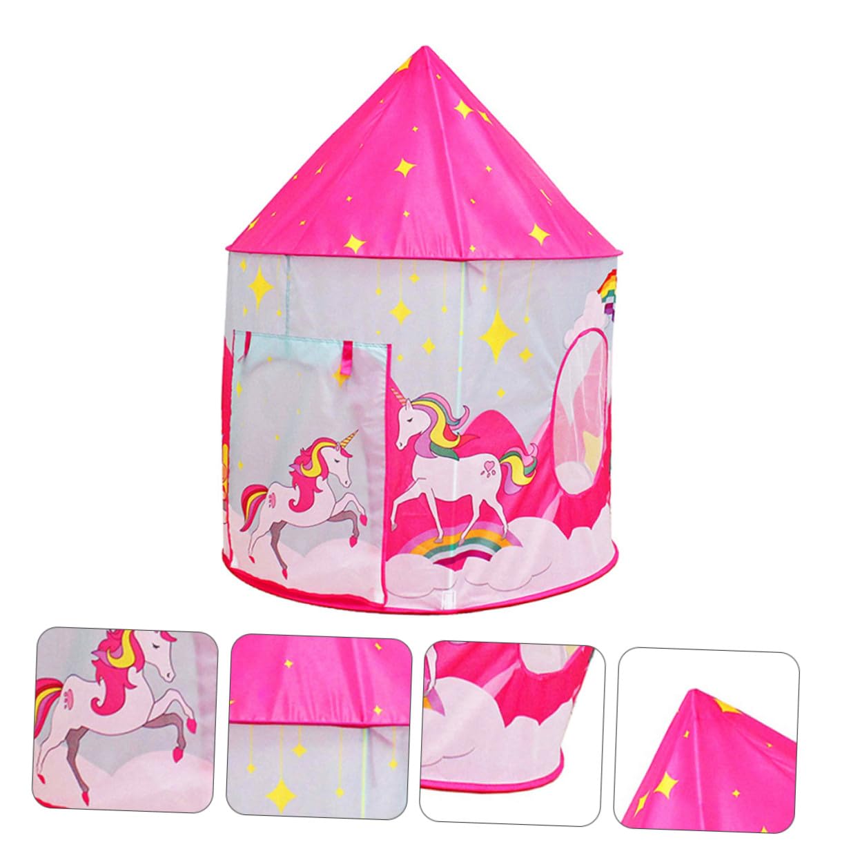 Gioco Portatile per Bambini Motivo Unicorno, Poliestere Leggero, per Giardino le Feste, Set Rosa