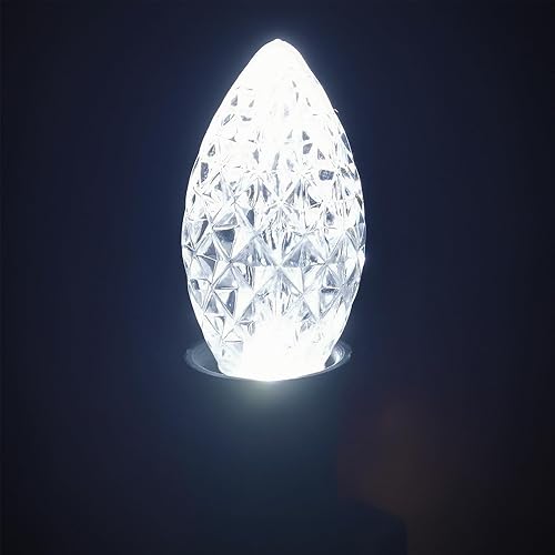Miniatura 7 de Paquete de 25 bombillas LED C7 de repuesto, bombillas LED regulables de color blanco frío para Navidad e interiores y exteriores, bombillas de luz