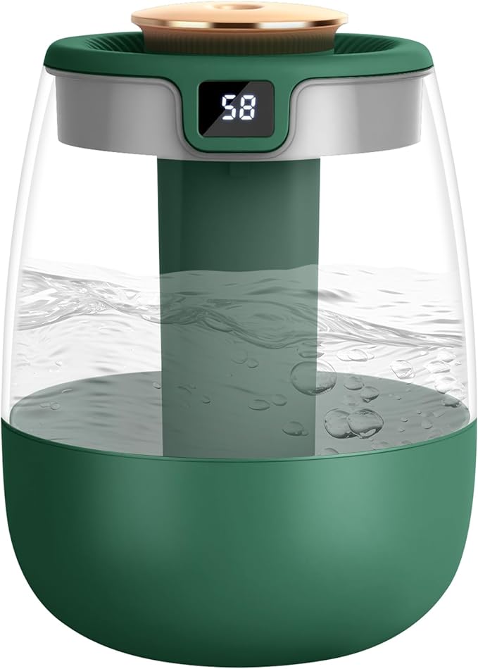 Adiwo Humidificadore, 1.8L Humidificador de Silencioso para Bebes, Doble Cámara con Pantalla de Humedad Inteligente, Tres Modos, con Luz Nocturna y Lámpara Esterilizadora UV,Alimentado por USB,Verde