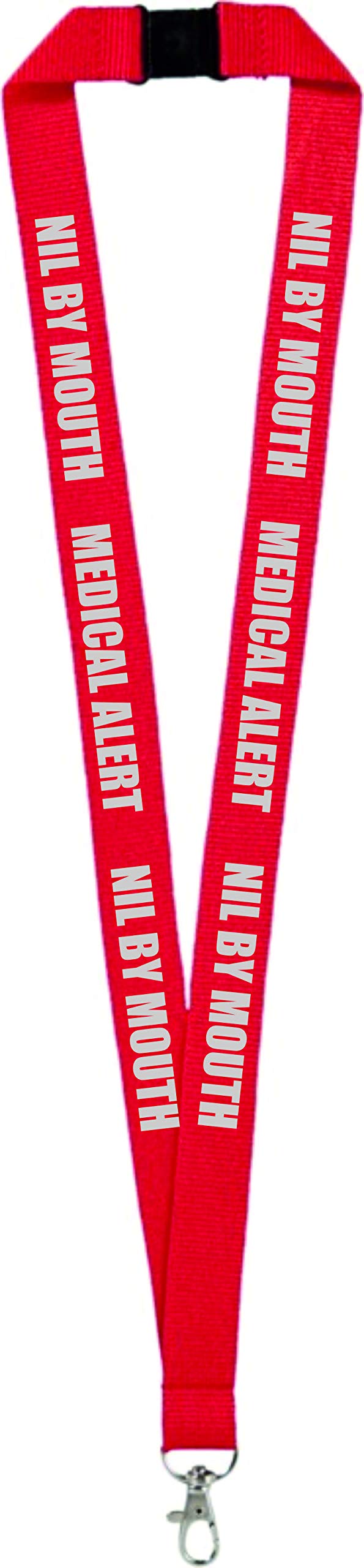 Printedproducts Red Nil By Mouth Medical Alert Lanyard X 1 For Holding A Name Badge, Id Card Or Keys.