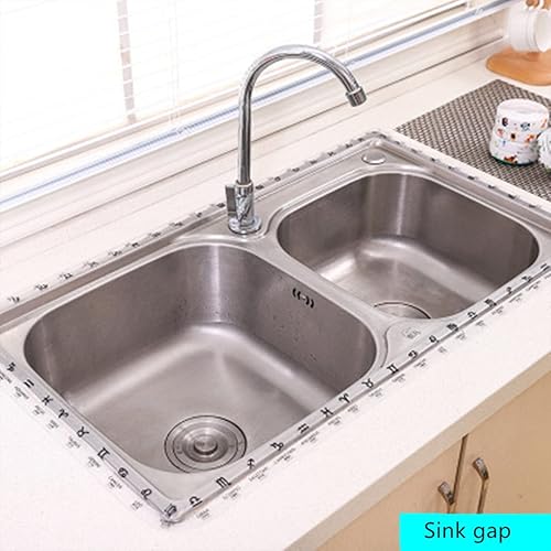 Miniatura 8 de Cinta autoadhesiva de 1.5 x 126 pulgadas, patrón de cinta de sellado de tira de PVC para fregadero de cocina, baño, inodoro, hoja de tortuga