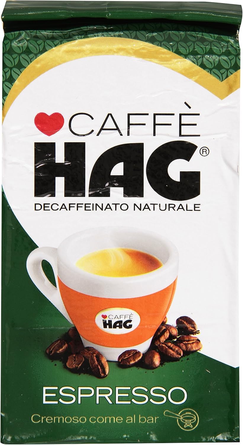 Hag - Caffè Macinato D, ecaffeinato Gusto Espresso, Café décaféiné avec un arôme intense et le goût d'une grande personnalité, 8x 250g + Italian Gourmet polpa 400g