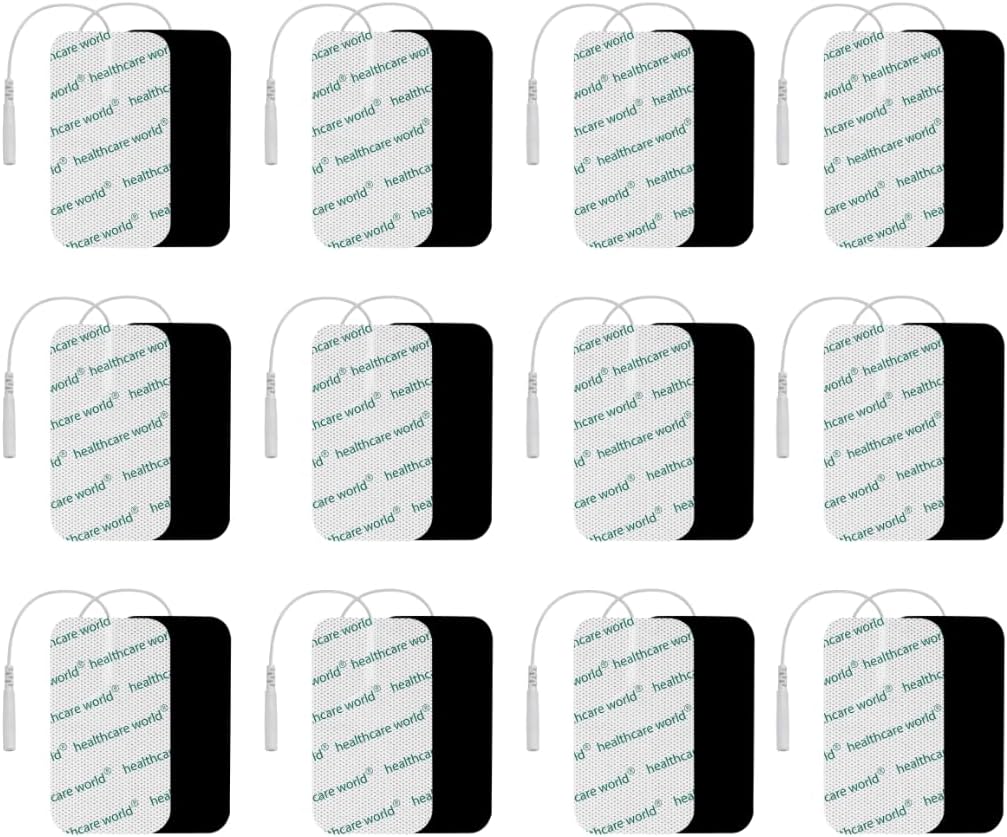 Electrode Pads for tens Machine (12pcs) Large 5x10cm Self-Adhesive Pads Prewired Compatible with Neurotrac, Tenscare, Elle Tens Machines