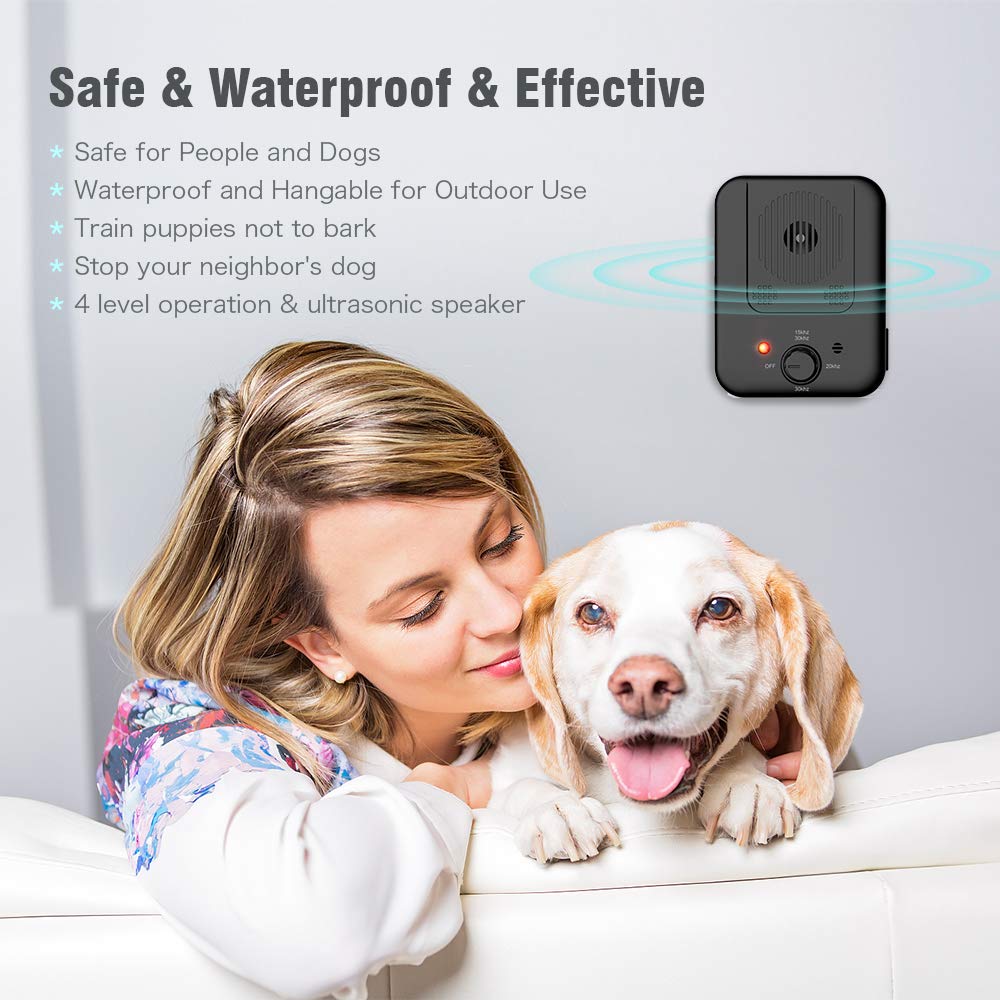 Deterrente per corteccia di cane ad ultrasuoni per esterni 50Ft disposivo anti-abbaio a lungo raggio impermeabile con doppio altoparlante fischio di addestramento Bonus  15