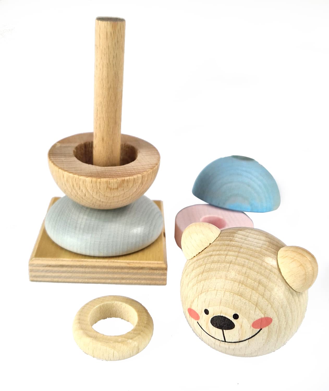 Hess Holz-Stapelturm 'Bärchen' - Motorikspielzeug Aus Holz Für Kinder Ab 3 Jahren, Handgefertigt In Deutschland