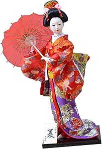 Statuette Geisha Japonaise Vintage - Décoration De Table Ou D'Étagère - Poupée Kimono Détaillée (30 Cm)