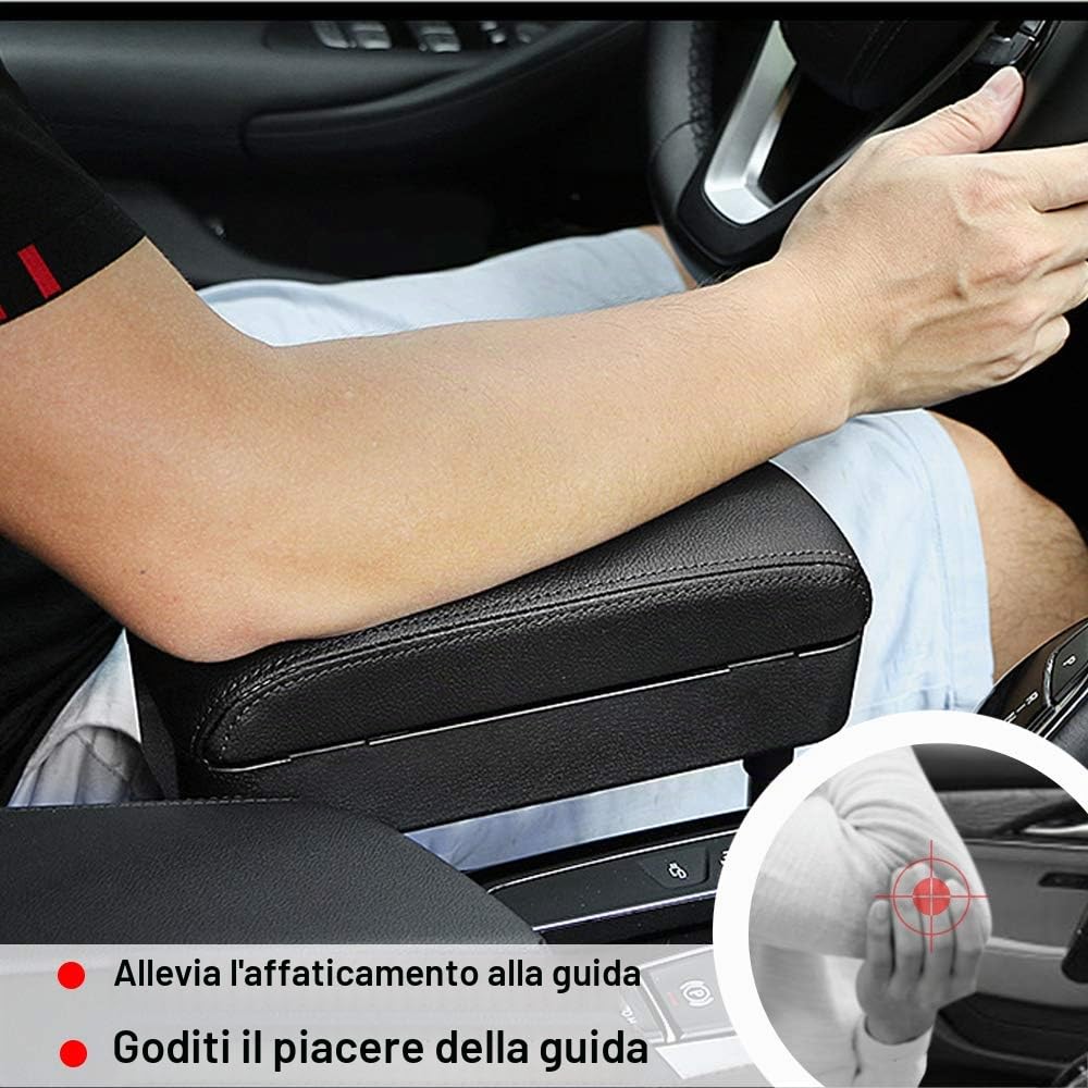Universale Bracciolo Pelle Divario del Seggiolino Auto Bracciolo Console Centrale Bracciolo Centrale Auto Poggiabraccio Nero&Rosso(1PC)