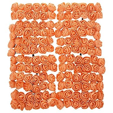 Sphinx® Artificial PU/Foam Tiny Roses for D-I-Y Crafts/Decoration/School Projects/Wreath-Tiara Making - Pack of 144 Pieces (Orange)