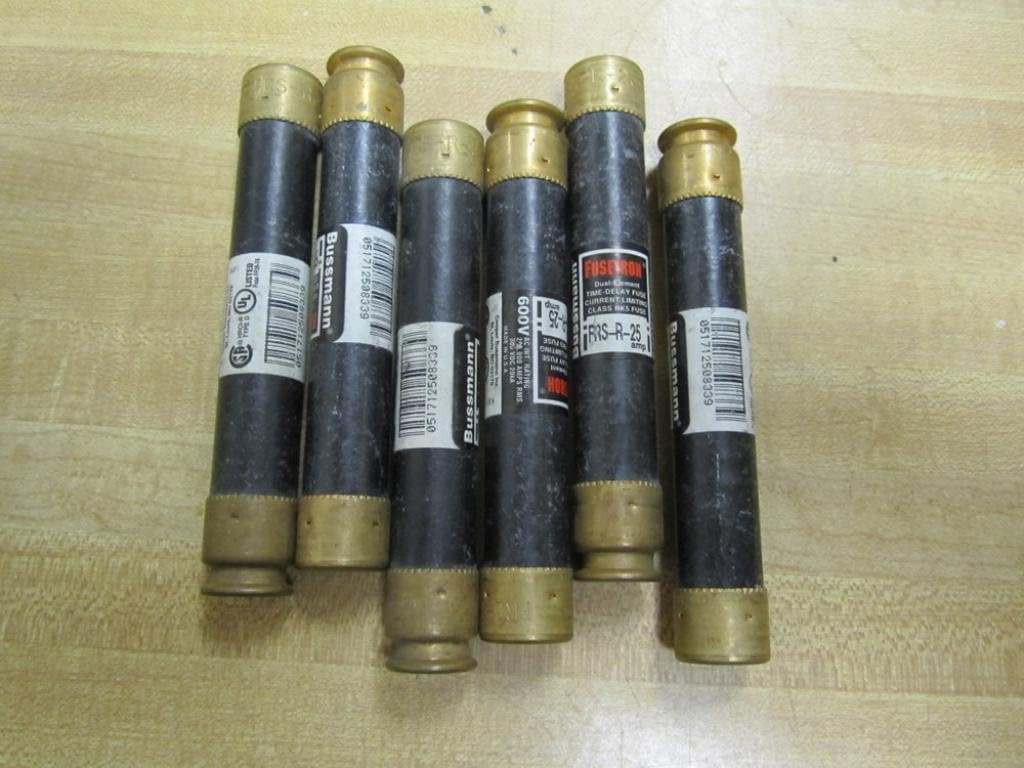 Bussmann FRS-R-25 Fusetron Fuse FRSR25 (Pack of 6) - New No Box