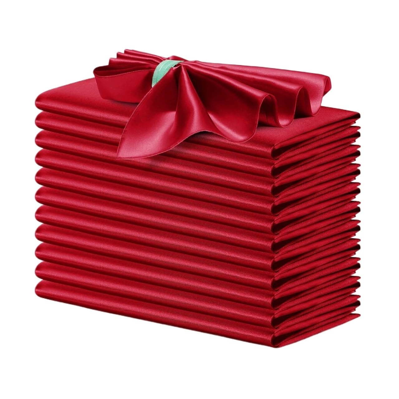 12PCS Pink Satin Napkin 30×30cm Soft Table Napkins For Romantic Weddings Party Dinner Decoration(Dark red)