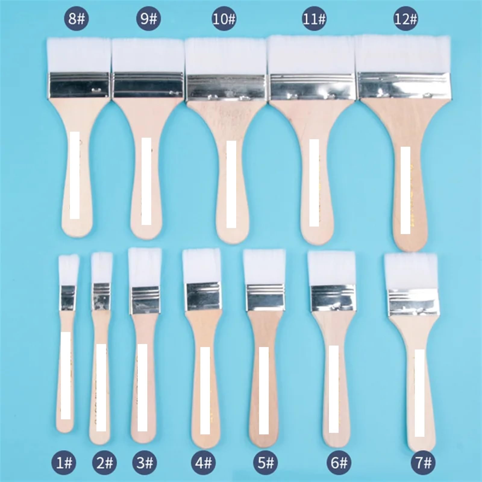 artykuły malarskie, 12 szt. Zestaw nylonowych pędzli malarskich do akrylowego rysunku olejnego akwarela drewniane pędzle malarskie narzędzia(12pcs-white)