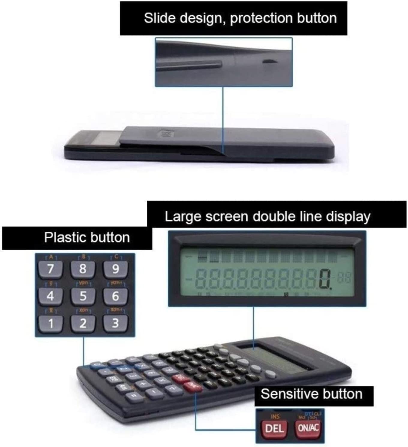 Calcolatrice Calcolatrici Multifunzione Calcolatrice Portatile Equazione Del'ufficio Calcola Display LCD A 12 Cifre di Grandi Dimensioni Tavolo Ufficio(Grün)