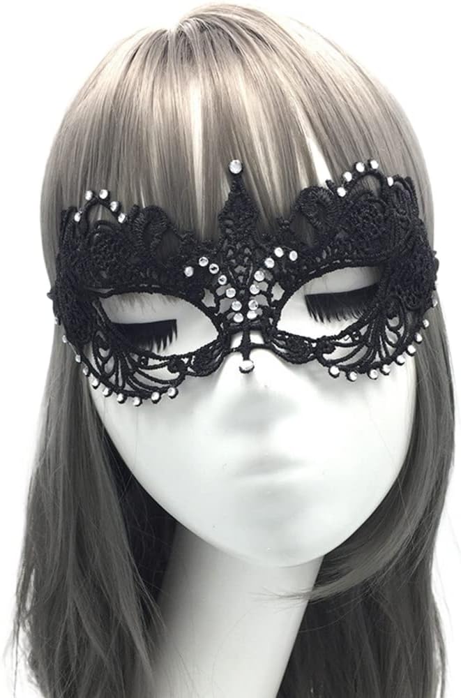 Party Lace Mask, Lace Masquerade Mask for Women Venetian Masks, Ball Half Face Styling Fancy Sexy Masks for Dress Costume Party (Black)
