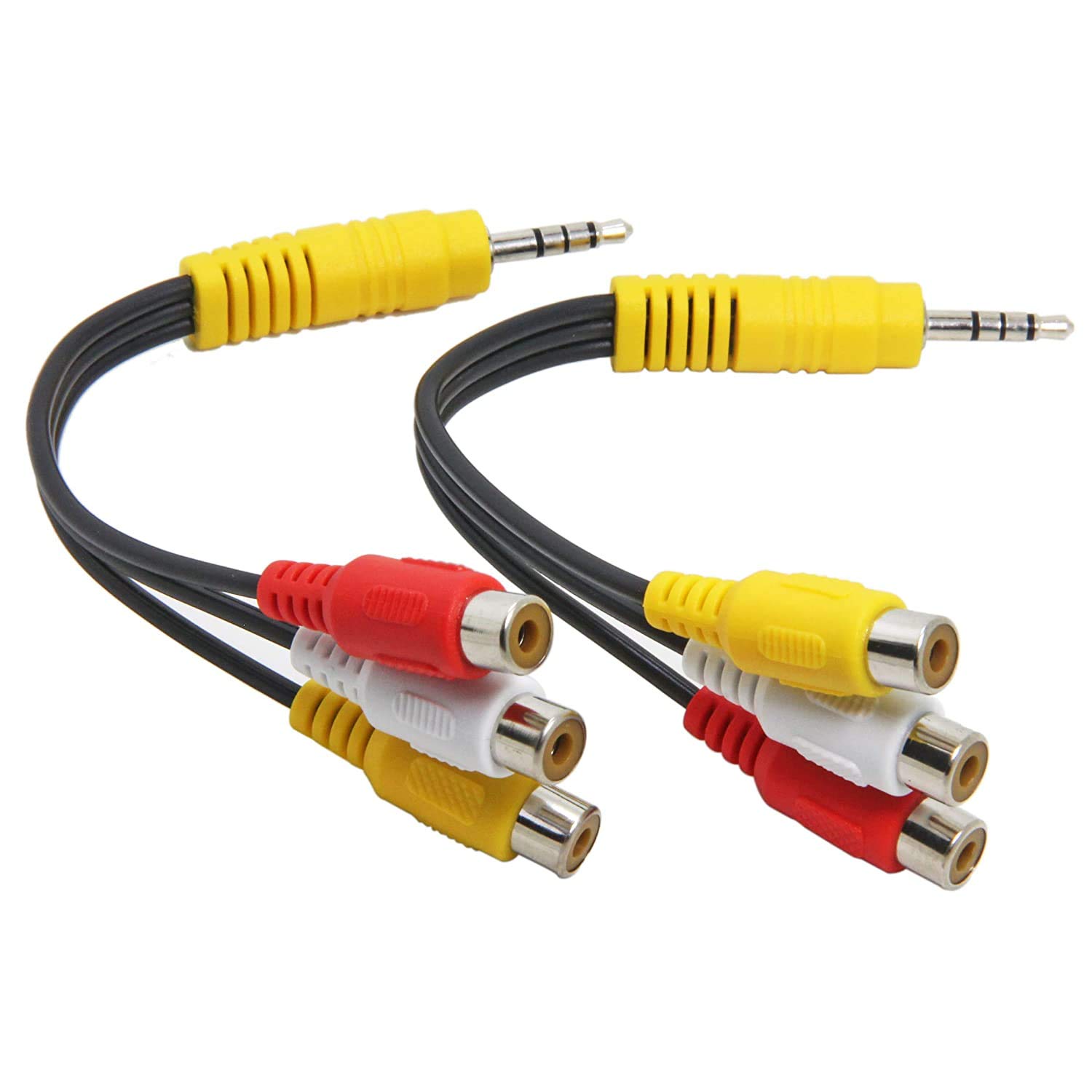 AVendor, Audio Video AV Component Adapter Cable Replacement for TCL TV, 3.5mm to 3 RCA AV Input Adapter Cable-23CM / 9in [2 Pieces]