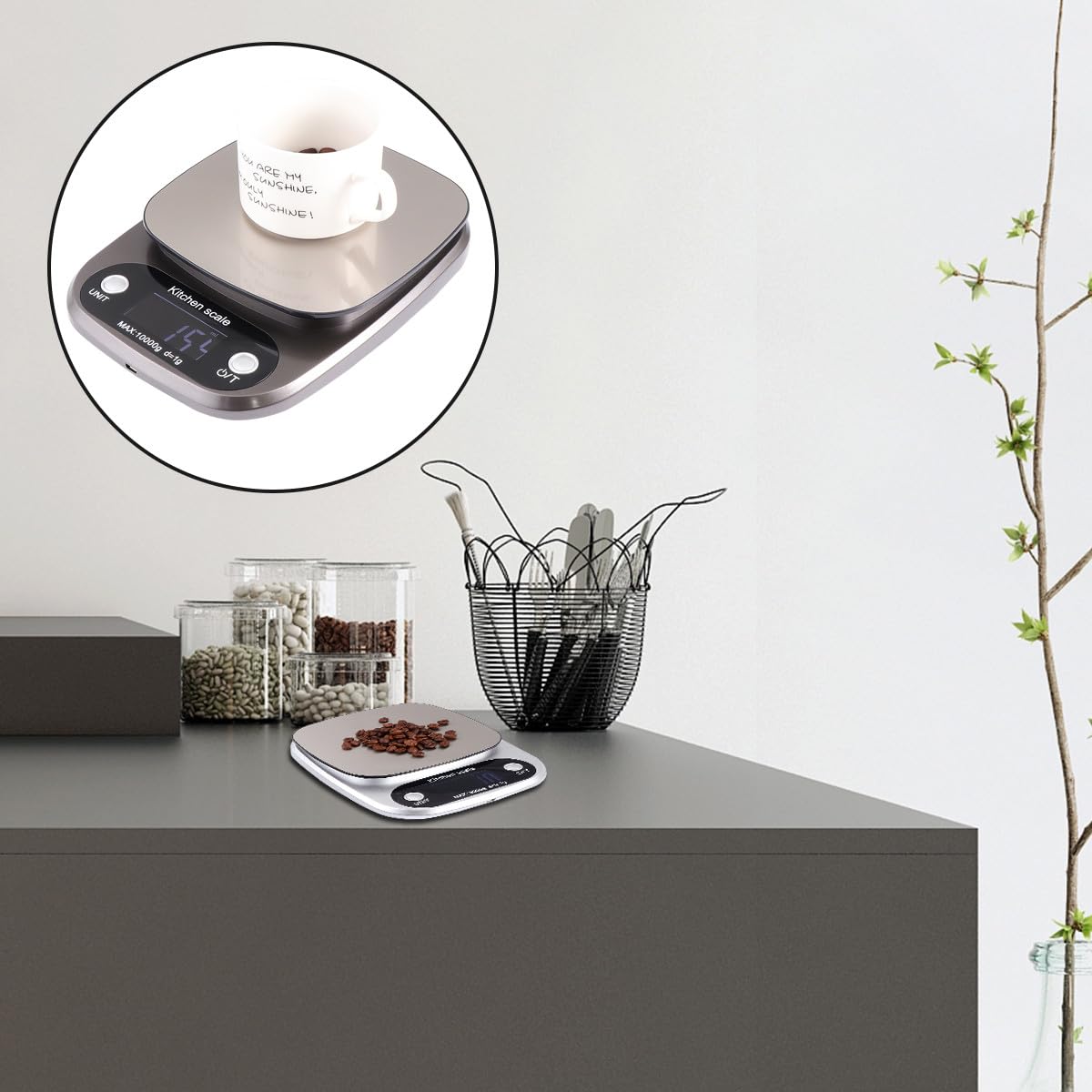 Digitale Küchenwaage aus Edelstahl 0, 1g 3kg Wiederaufladbar | Silber, Abs Gehäuse, Präzise Sensoren, Tragbar und Leicht, für Küche und Schmuck