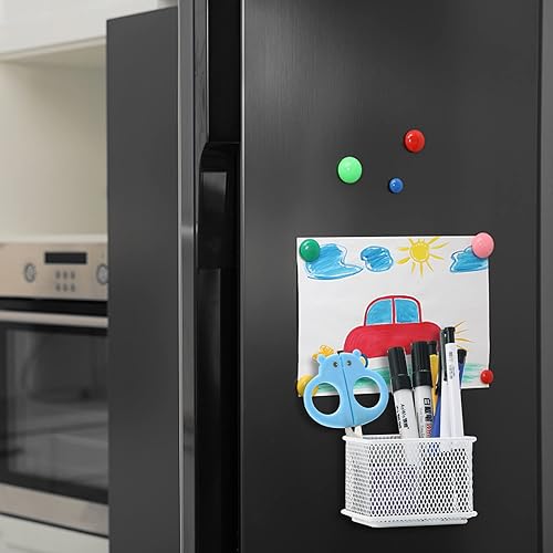 Miniatura 8 de dedoot Paquete de 2 soportes magnéticos para bolígrafos, 3.45 x 2.3 x 2.6 pulgadas, organizador magnético de malla metálica para lápices, soporte de