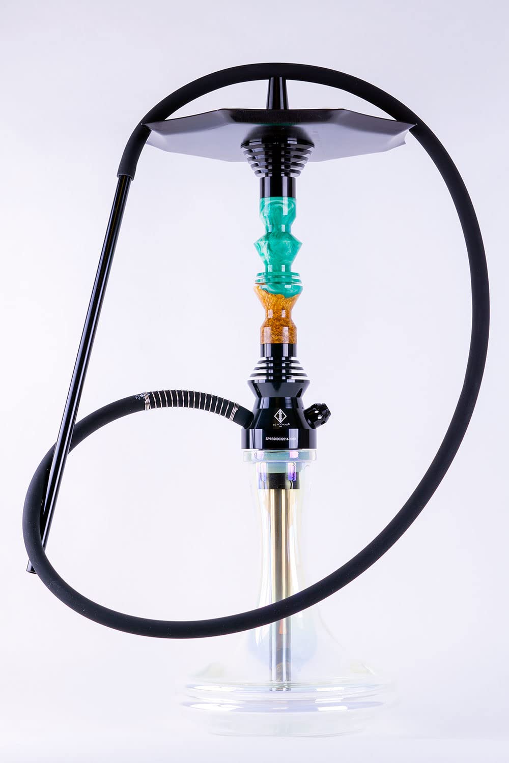 B2 Hookah Precious Cut Collection Summer Skies Burl Wood INCLUDES MATCHING VASE