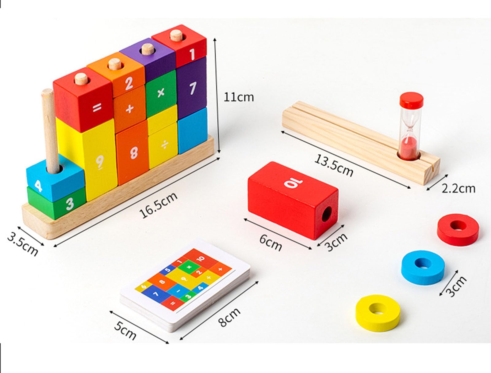 Juego de manipulativos matemáticos, Bloques apilables de números y Aros de conteo