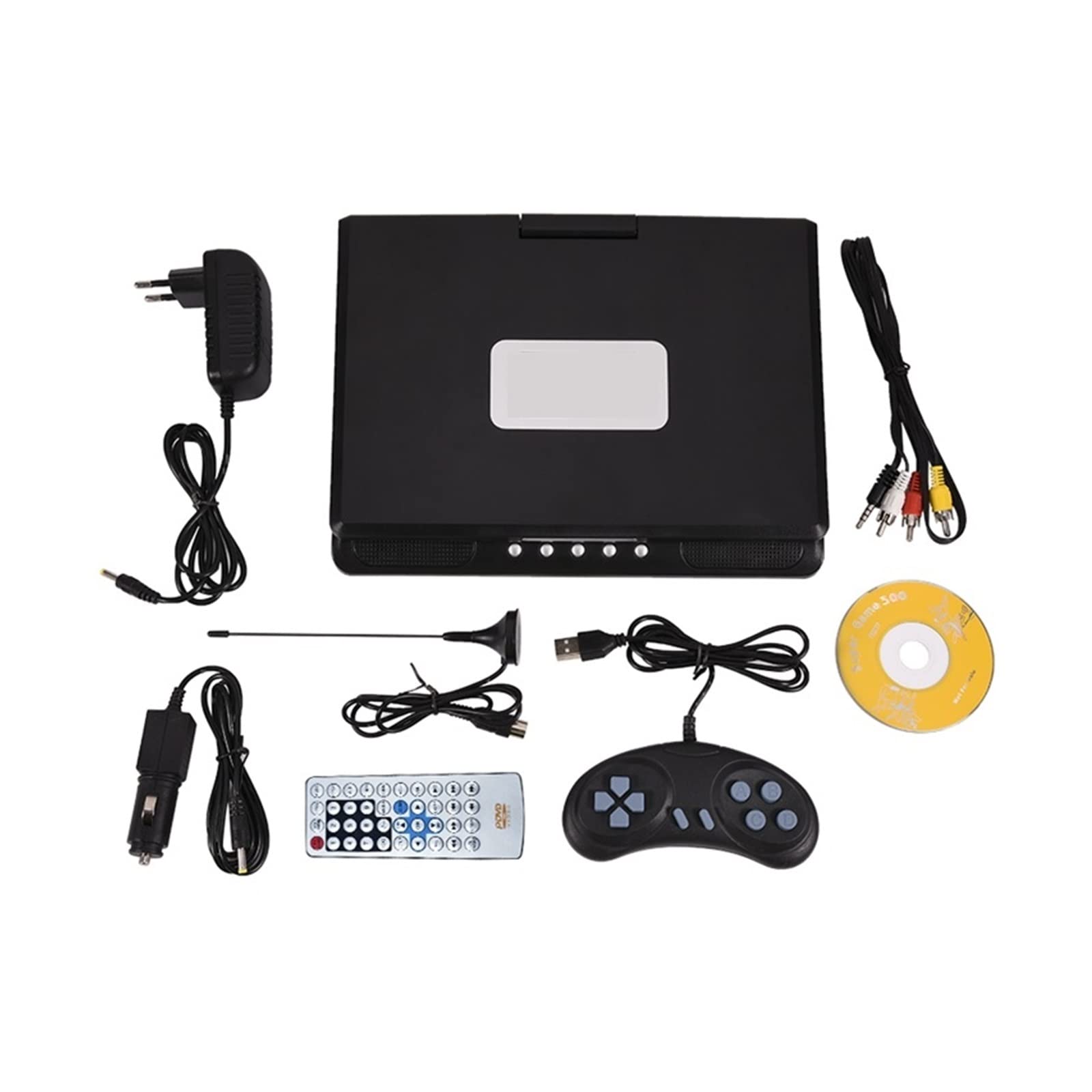 Lecteur DVD Portable, DVD Mobile Portable de 9,8 Pouces avec Lecteur Mini TV HD Batterie Rechargeable intégrée Prise en Charge Carte SD/Port USB/DVD,Compatibilité Multiformat