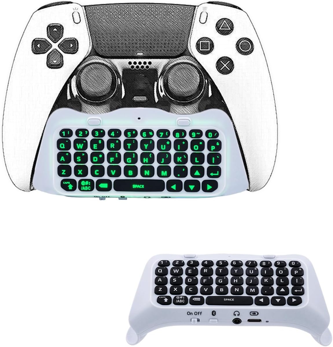Mcbazel Kabellose Tastatur für PS5 Edge Controller, Bluetooth 3.0 Gamepad Chatpad für PS5 Edge