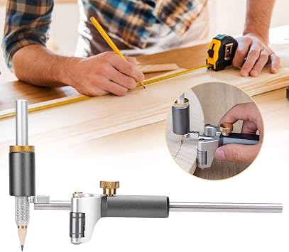 Wheeled Scribe, Linear Arc Scribe, Dual Purpose Woodworking Drawing and Marking Tool