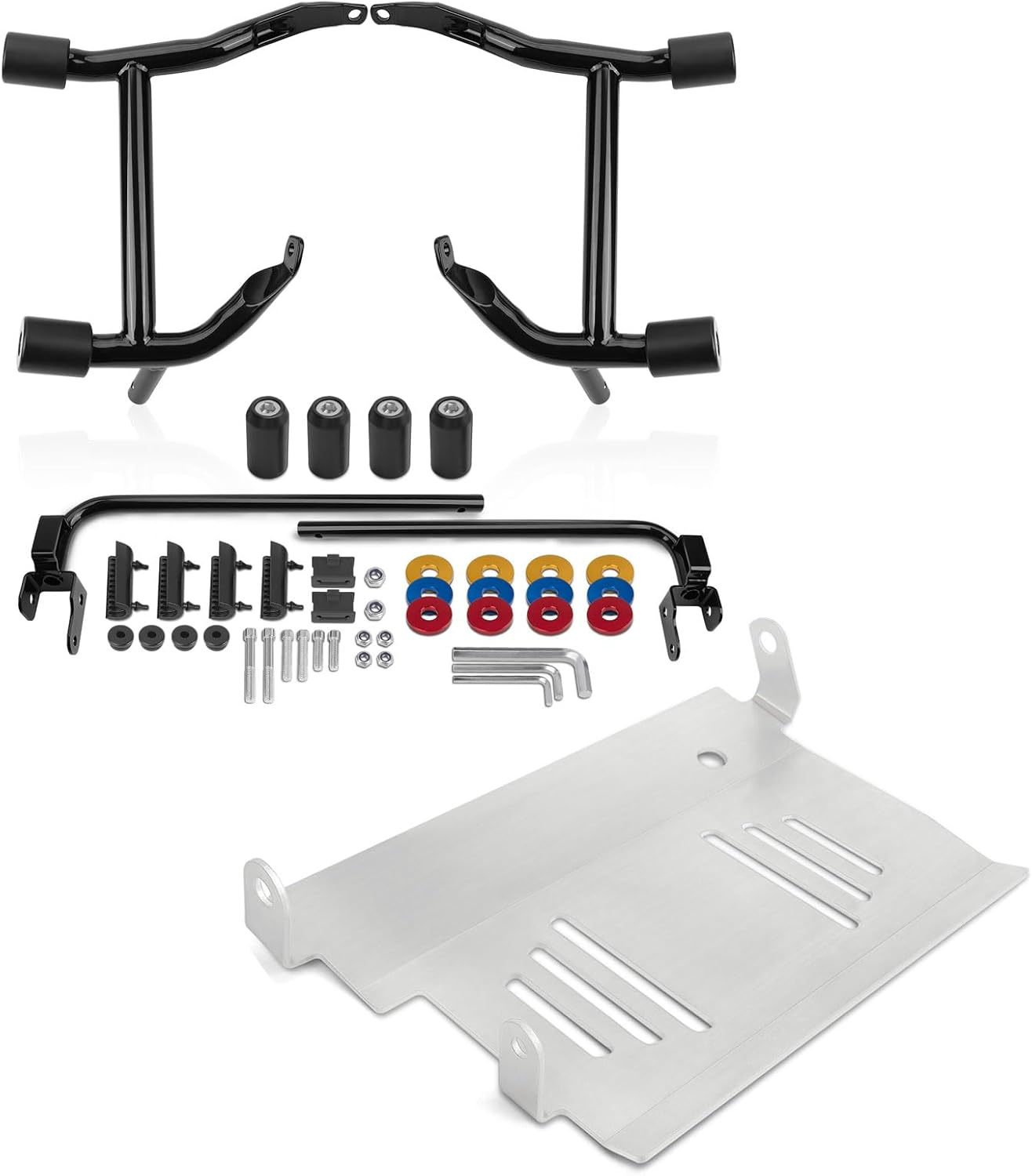 Saddlebag Guards Crash Bars Tip-Over Bar Rails & Touring Skid Plate Lower Engine Chassis Protection Guard Chrome for Harley Street Glide FLHXSE FLHX Road Glide FLTRX FLTRXSE FLTRXSTSE 2024-Later