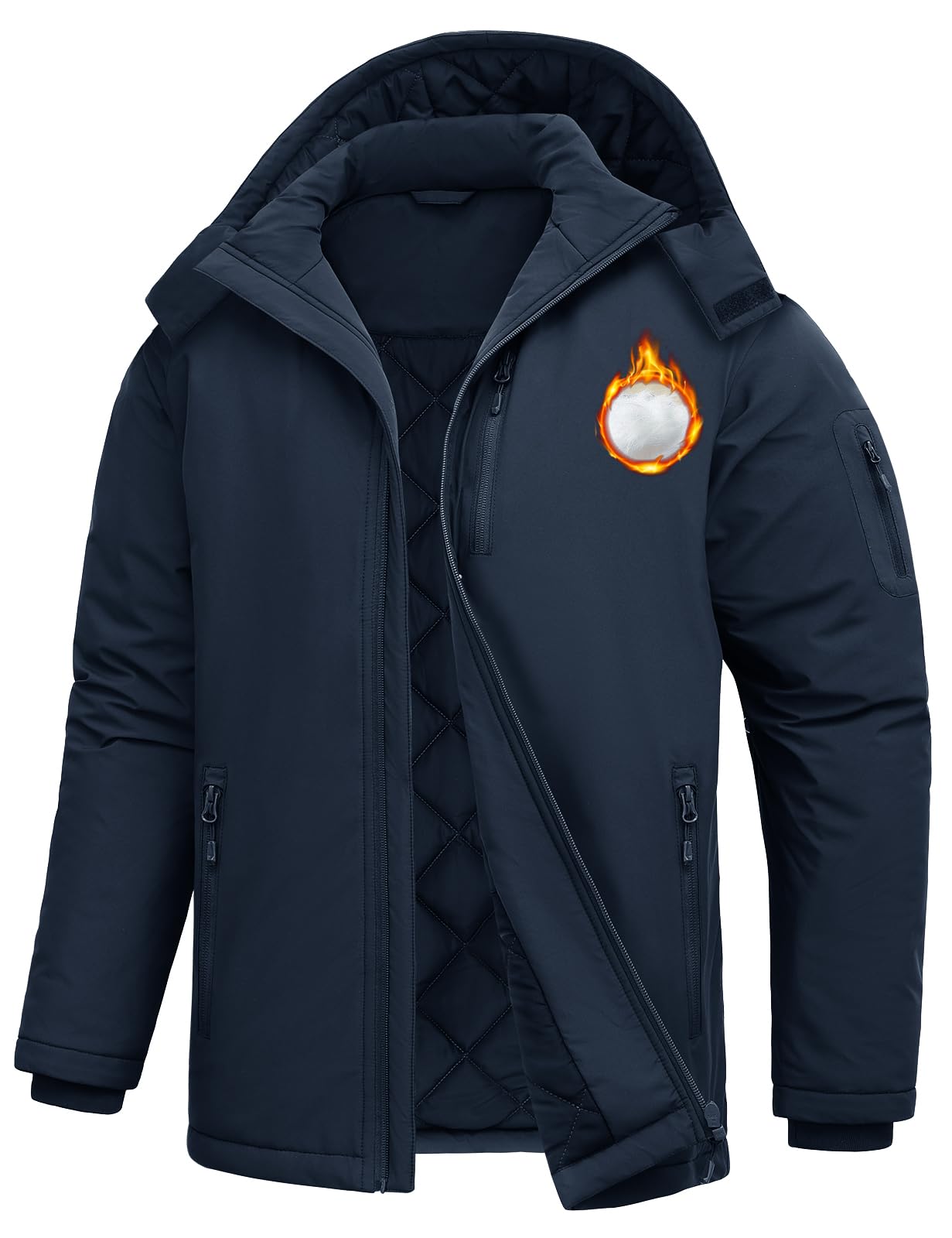 Voqeen Giubbotto Invernale Uomo Idrorepellente Softshell Cappotto Con Cappuccio Leggero Isolato Giacca Imbottita Per Escursioni In Montagna