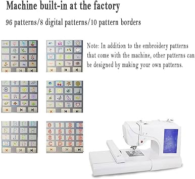 Automatic Industrial Sewing Machine,Computerized Sewing Machine With 114 Built-in Designs, Small Computer Embroidery Machine With 10 X 23.5cm Embroidery Area And Lcd Touch Screen, For Beginners