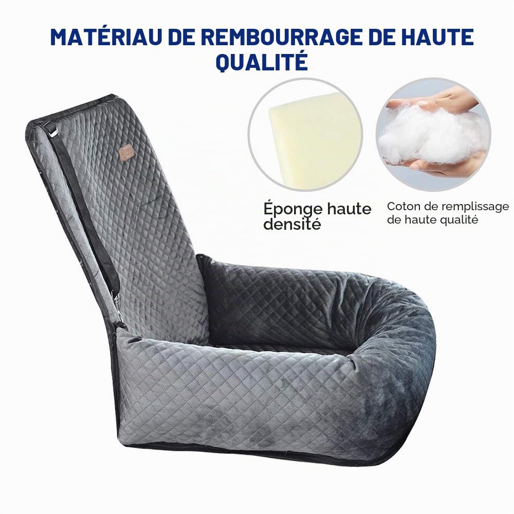 Chien utiliser le siège d'auto Siège d'auto pour Chien Petit et Moyen Matériau Doux et Court en Peluche offrant Un Environnement de Voyage Confortable pour Les Chiots Le Fond antidérapant(gris)