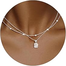 Silver Diamond Pendant Necklaces for Women, Layered Dainty 14K Gold Silver Plated Choker Chain Simple Necklace Stack Trendy Prom CZ Jewelry Set Gifts for Women
