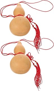 SUPVOX 2Pcs Natural Gourd Hanging Pendant with Wooden Stopper, Decorative Calabash for Car Mirror, DIY Accessories for Bags and Home Decor, 5.51 X 2.95 Inches