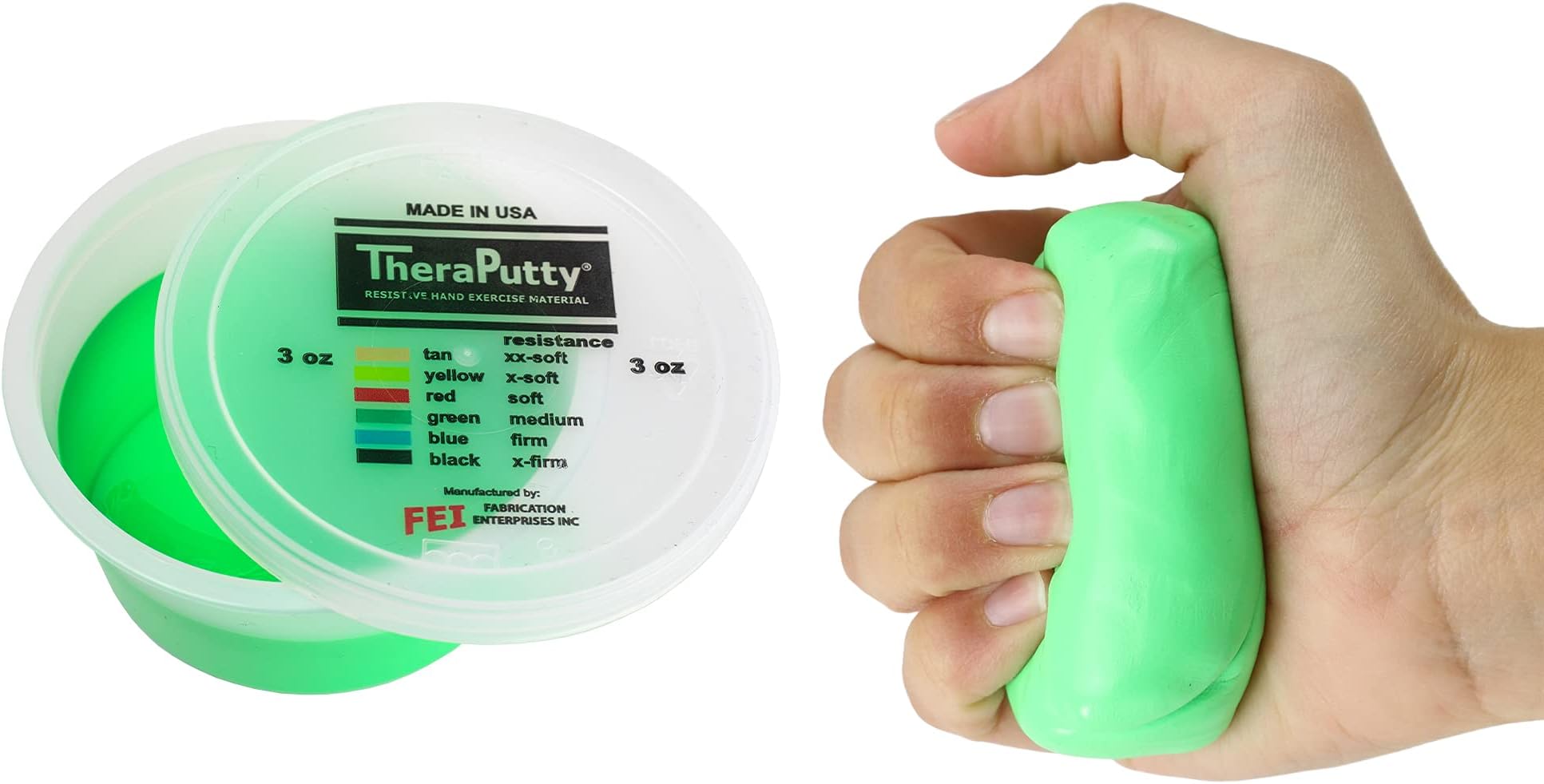 CanDo TheraPutty Antimicrobial - Therapeutic modelling clay - 3 oz - green (medium)