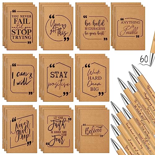 Stylos inspirants en bambou et mini journaux de motivation pour cadeaux de diplôme