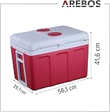 Arebos 40 Litre Cool Box | For Cooling & Keeping Warm | Mini Fridge | Mobile Fridge with Eco Mode | 12/230 V for Car & Socket | Electric Cool Box | Cool Bag | Insulated Bag | Red - 7