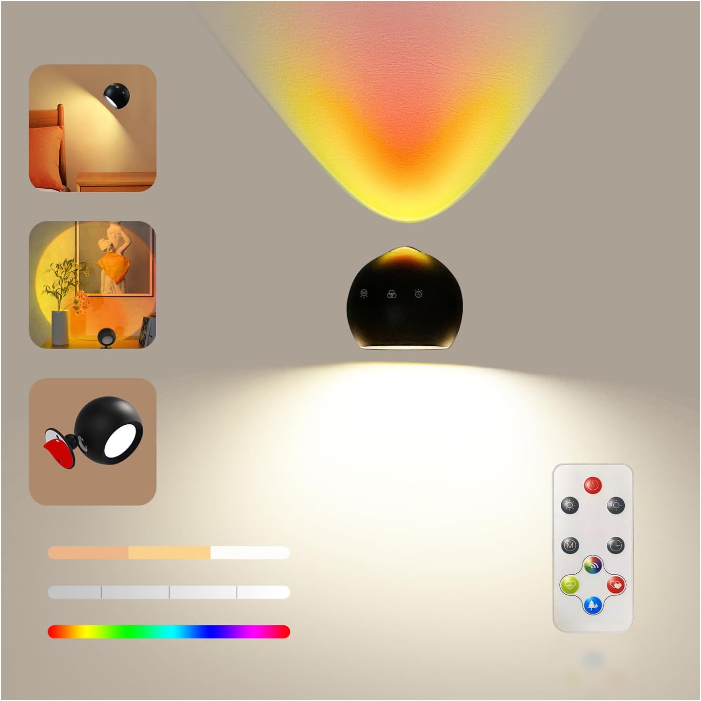 Smart Wall Sconces, Koopala LED Wall Mounted Lamps With 3 Lighting&RGB&Ambiance Mode, APP&Touch
