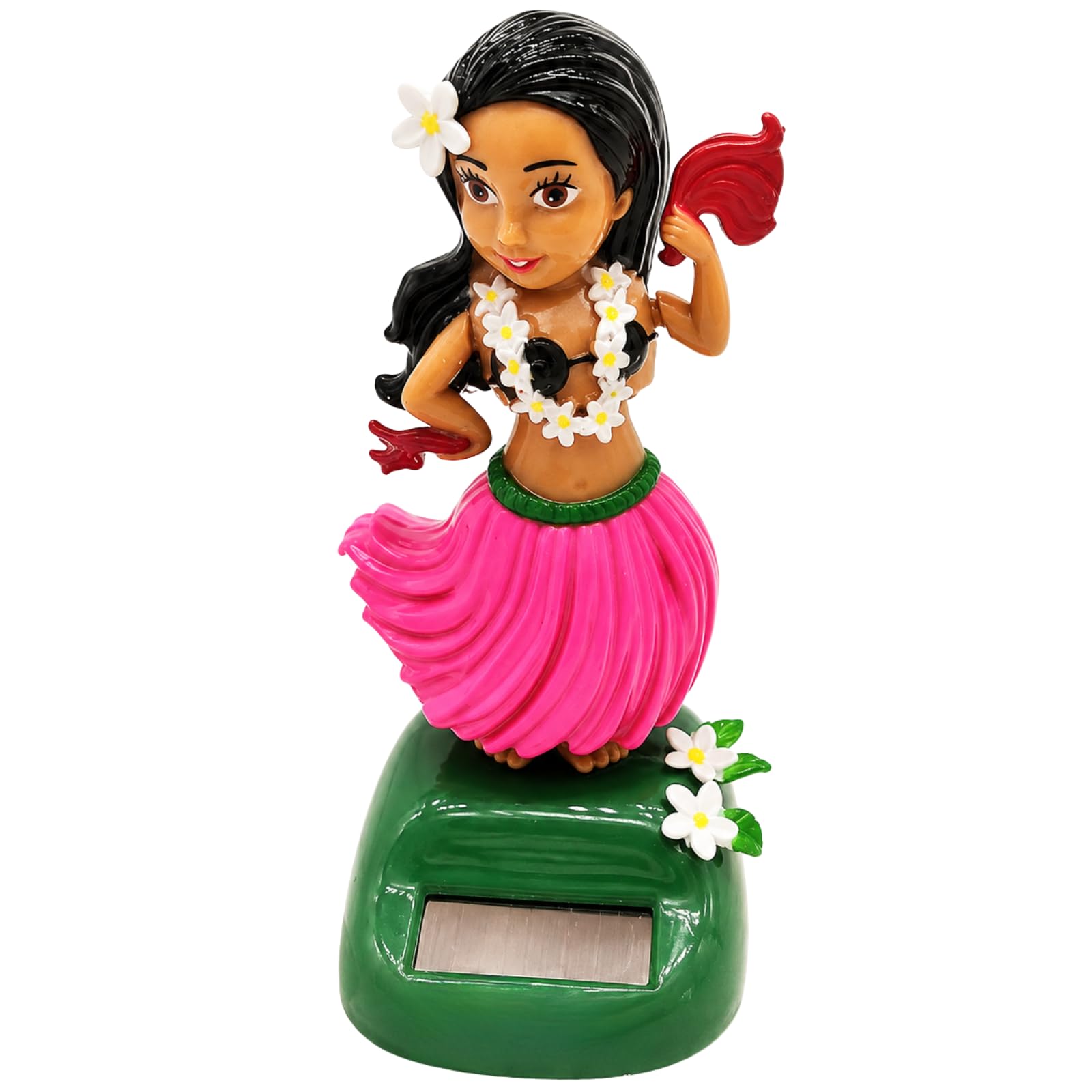 CXZDR Solar-Powered Hula Dancer Bobble Figure for Dashboard, Pink
