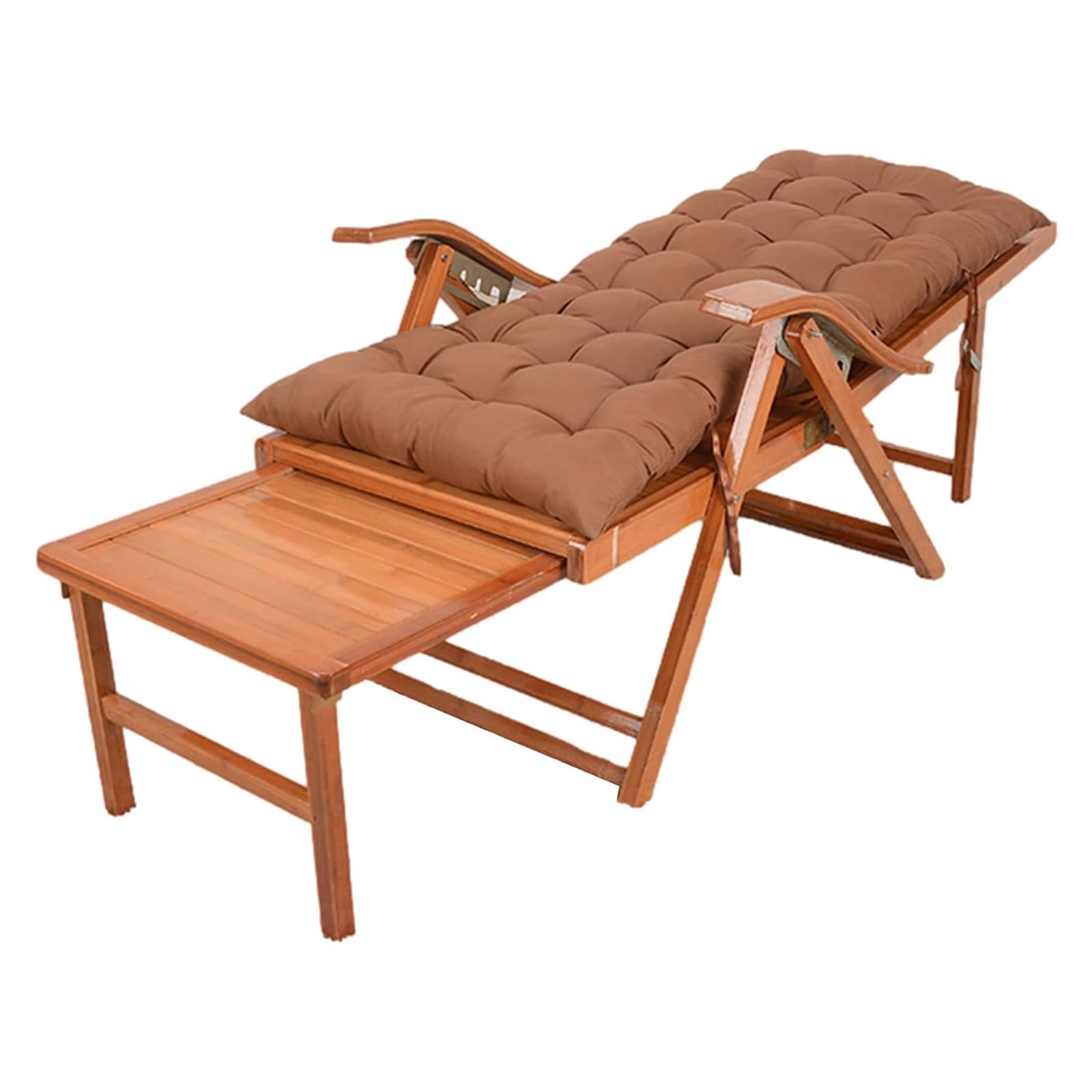 Generisch Tumbona plegable ligera para jardín, tumbonas de gravedad cero, respaldo de bambú, sillas de playa, tumbonas con acolchado marrón