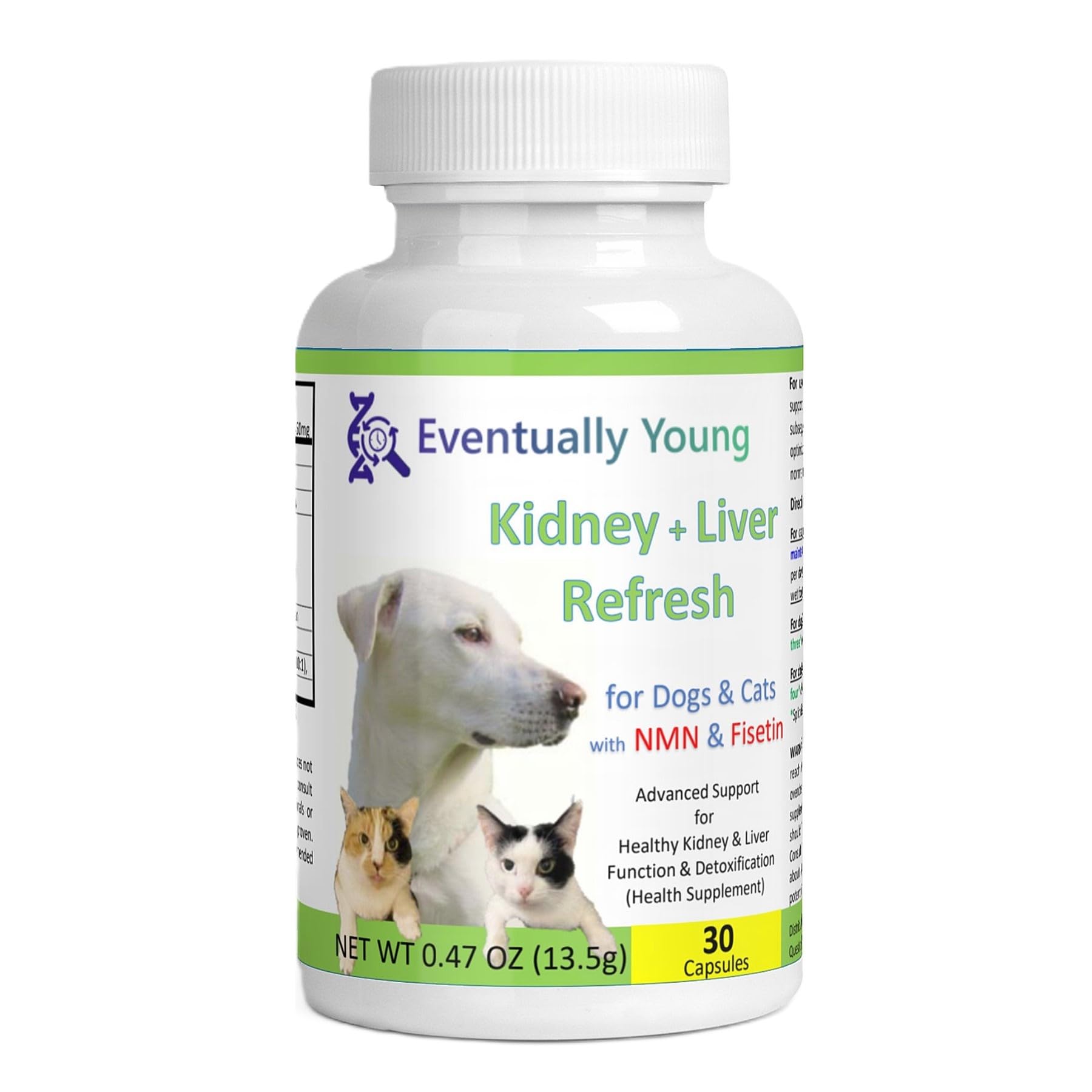 12-in-1 Kidney Support for Dog & Cat with NMN & Fisetin - Super Phosphate Binder Kidney and Liver Supplement for Feline, Canine Healthy Aging & Longevity (30 Capsules)