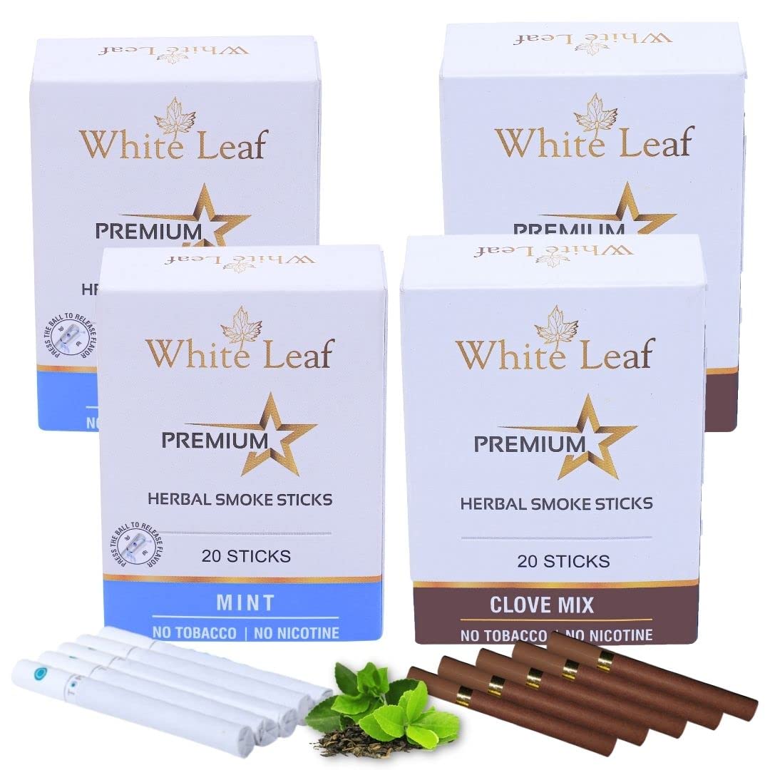 Herbals Mint & Clove Flavour Cigarette, Tobacco and Nicotine Free Herbal Smoke Sticks Pack Of 4 (80 Sticks)
