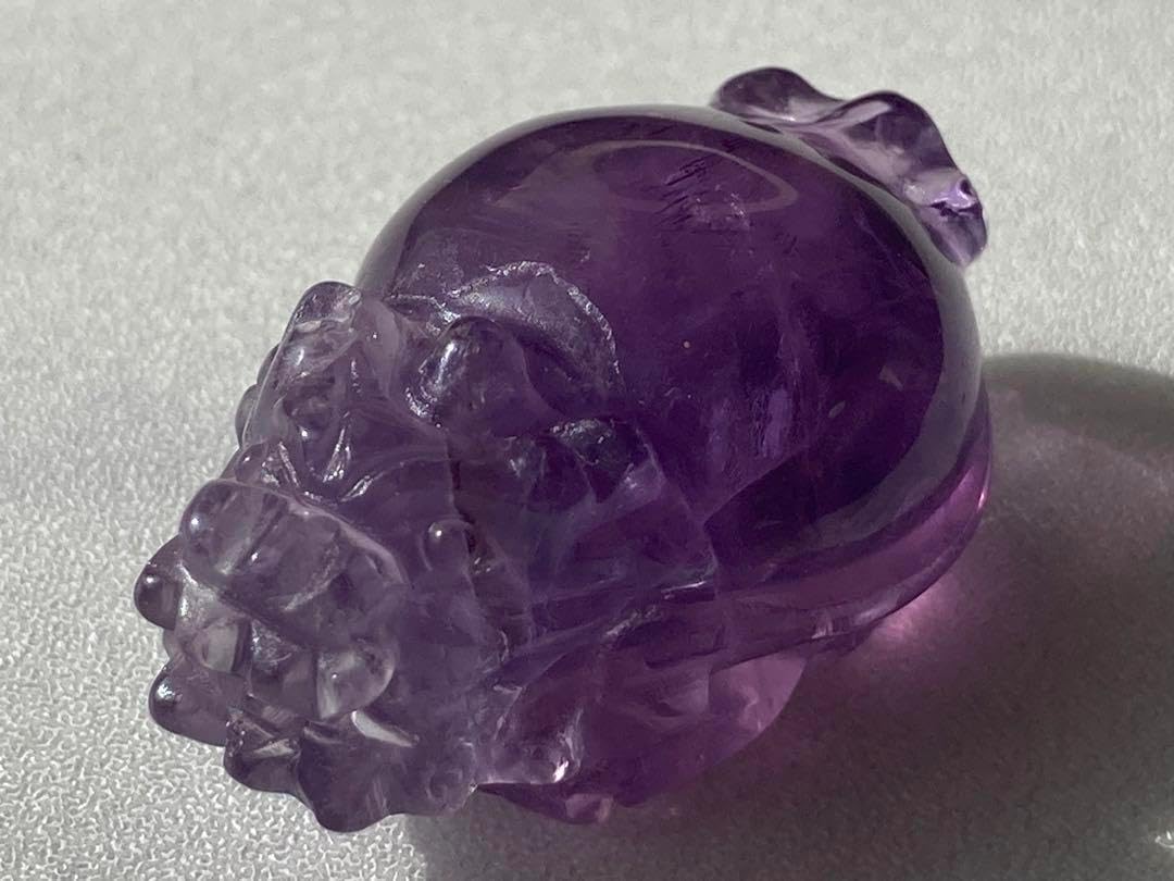 アメジスト 龍亀 ロングイ 天然石 置物 風水 虹入 OXS7M 龍亀 天然石