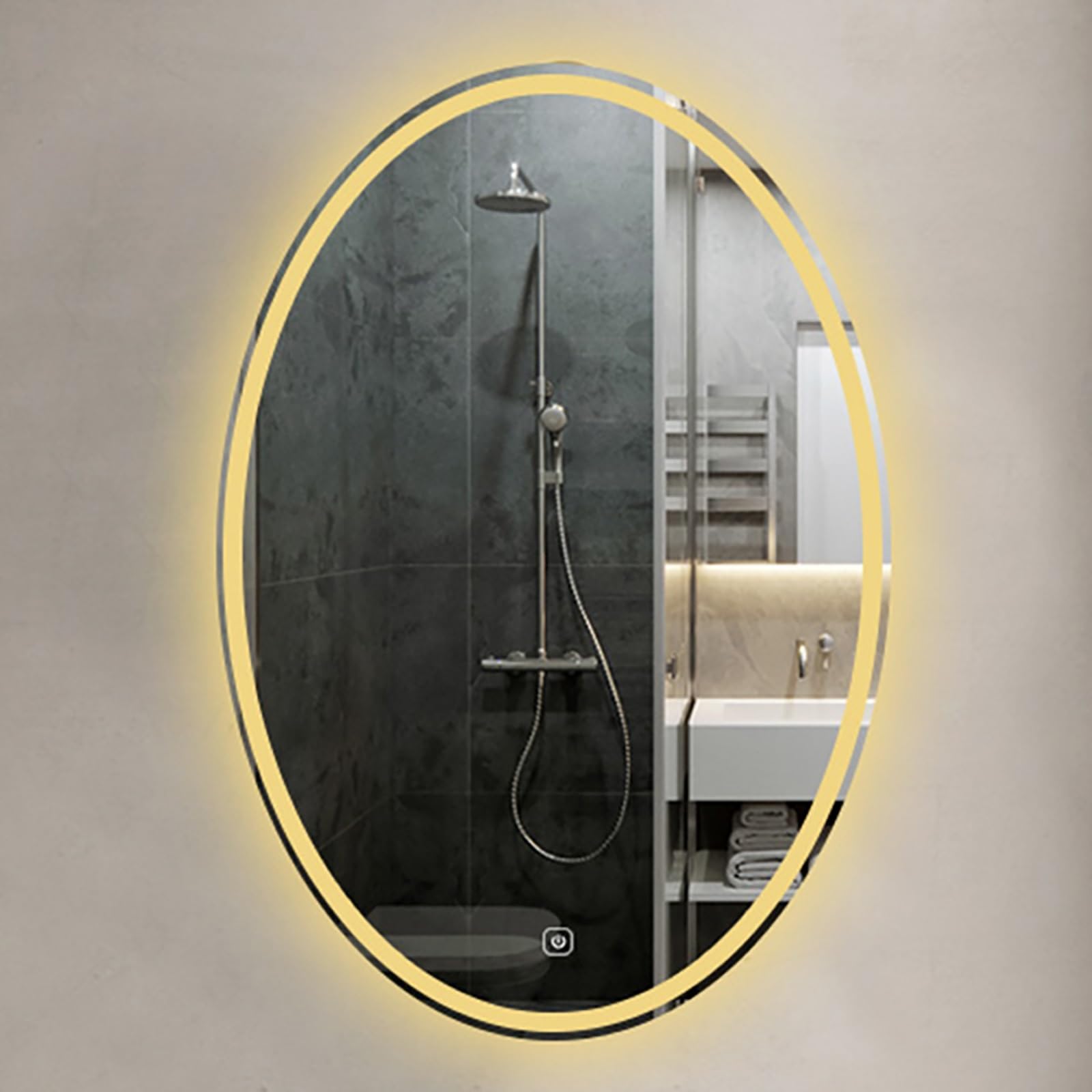 Miroir anti-buée ovale LED sans cadre pour miroir salle de bain net