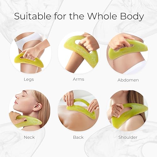 Miniatura 59 de Scienlodic Herramienta de masaje corporal Gua Sha con asa, herramienta Guasha más grande para masaje de espalda, cuello, cara, piernas, drenaje