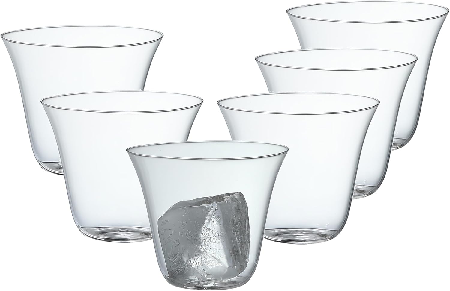 Set of 6 Drinking Glasses - 9oz Clear Cups for Cocktails, Iced Coffee, Tea, Soda, Whiskey and Beer (9oz Set of 6)