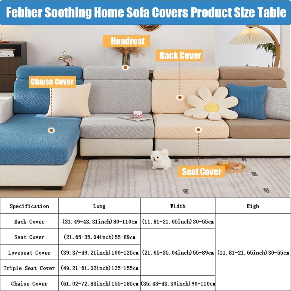 Soothing Home Sofa Covers, 2025 New Sofa Hero Covers for Couch, Magic Sofa Covers, Washable Anti-Scratch Sectional Couch Covers (Khaki,Triple Seat Cover)