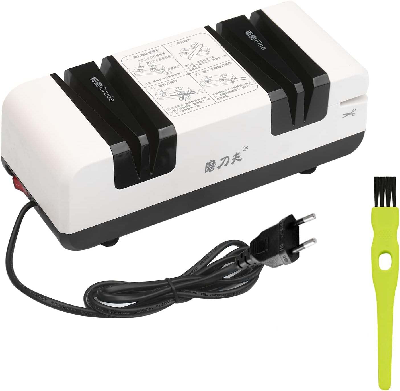 Professional Electric Knife Sharpener Multifunctional Automatic Cut Sharpeners with 15-Degree Bevel Crude and Fine Grooves for Straight Serrated Knives Scissors Kitchen Cutter Grinder