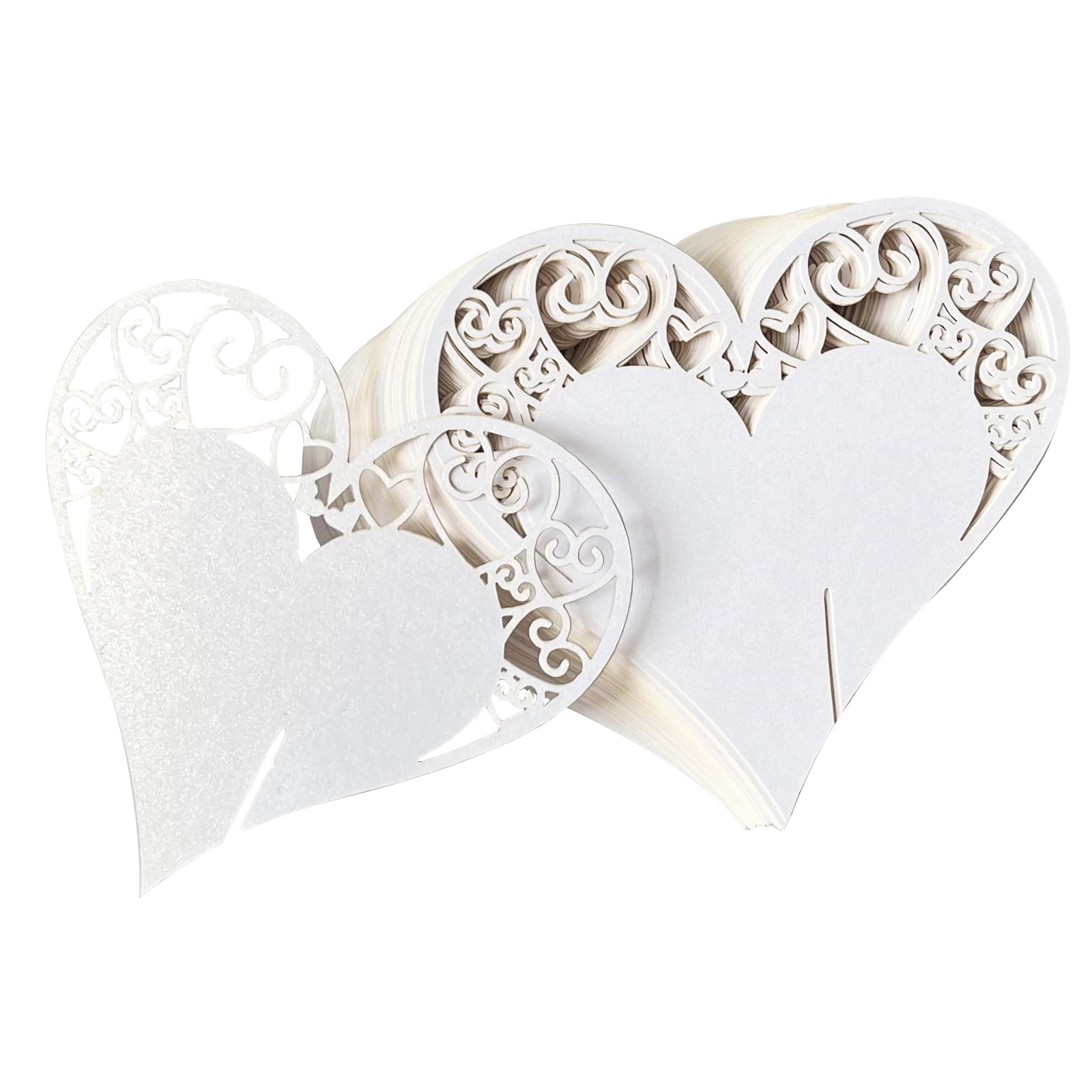 Fayemint 50 Piezas Tarjeta Copa Corazón, Hueco Tarjetas Lugar, Blanco Tarjetas de Lugar Nombre, para Fiesta, Boda, Baile, Copa de Vino (Blanco)