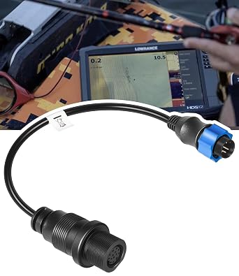 MKR-DSC-10 Sonar Transducer Adapter Cable Compatible with Lowrance HDS and Hook 7-Pin Blue Fish Finders, Designed for Minn Kota Motors with Built-In Dual Spectrum CHIRP, 2D Sonar Function Only