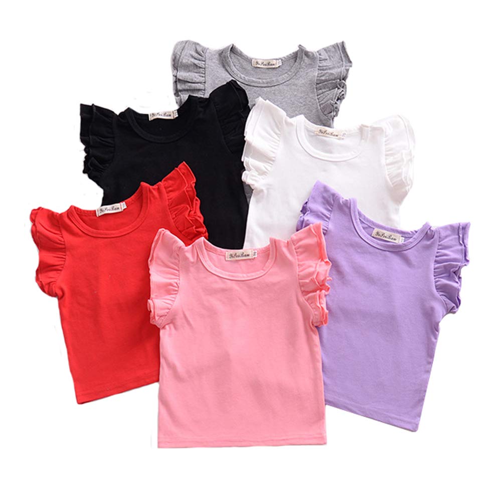 Baby Mädchen Rüschen-T-Shirt, einfarbig, Basic, Freizeitkleidung