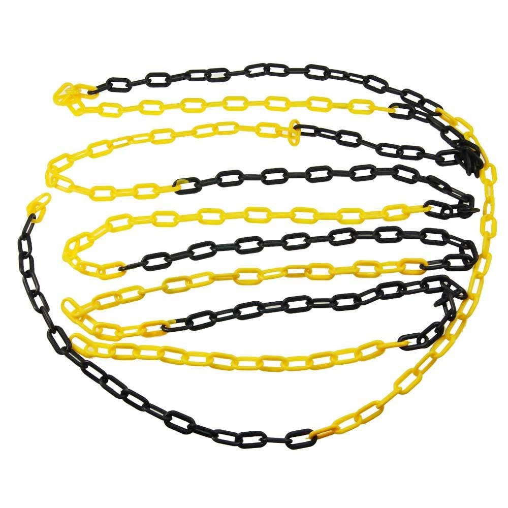TOPWAY Barriera a Catena in Plastica 50 Metri 6mm x 50m Alta Visibilità Catena a Maglie in Plastica Nero e Giallo per Avviso di Sicurezza Parcheggio, Controllo della Folla, Traffico, Coda 363085