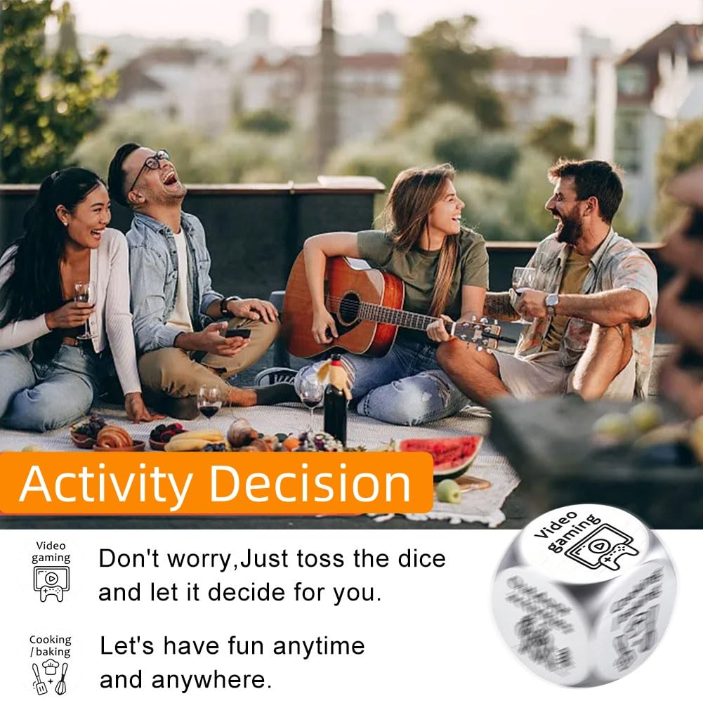 Stainless Steel Decision Dice, Unique Retirement Gifts for Men & Women, Fun 6-Sided Choice Maker for Travel Reading - Image 3